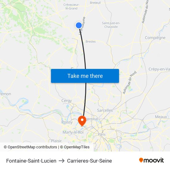 Fontaine-Saint-Lucien to Carrieres-Sur-Seine map