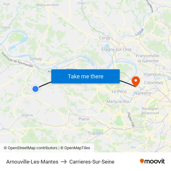 Arnouville-Les-Mantes to Carrieres-Sur-Seine map