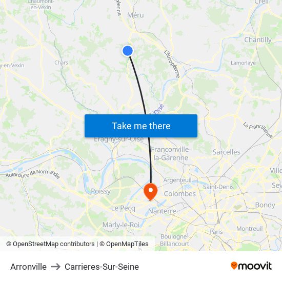 Arronville to Carrieres-Sur-Seine map