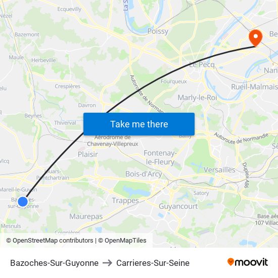 Bazoches-Sur-Guyonne to Carrieres-Sur-Seine map