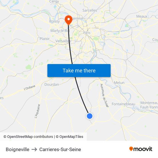 Boigneville to Carrieres-Sur-Seine map