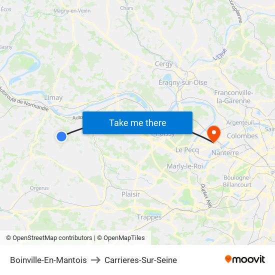 Boinville-En-Mantois to Carrieres-Sur-Seine map