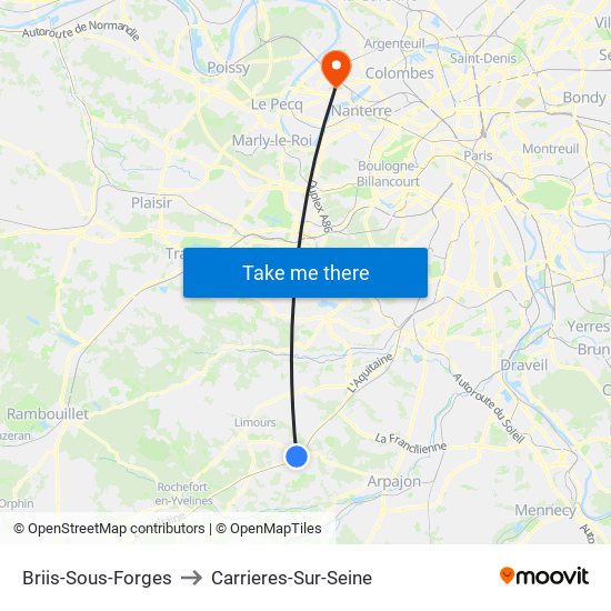 Briis-Sous-Forges to Carrieres-Sur-Seine map