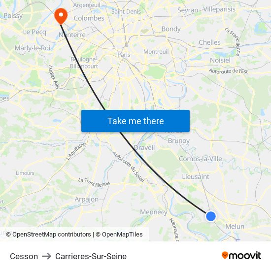Cesson to Carrieres-Sur-Seine map