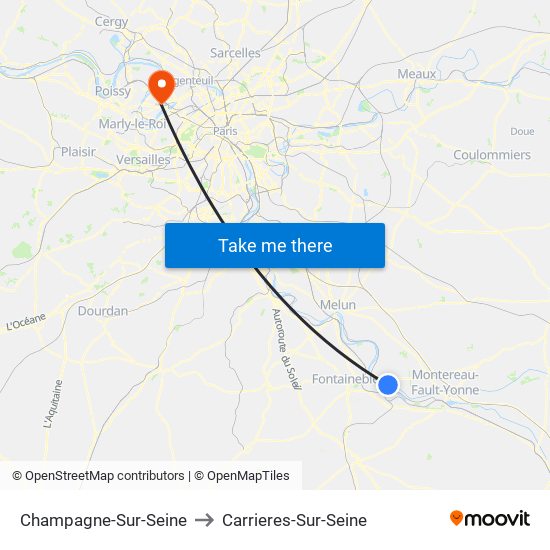 Champagne-Sur-Seine to Carrieres-Sur-Seine map