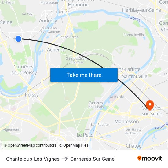 Chanteloup-Les-Vignes to Carrieres-Sur-Seine map