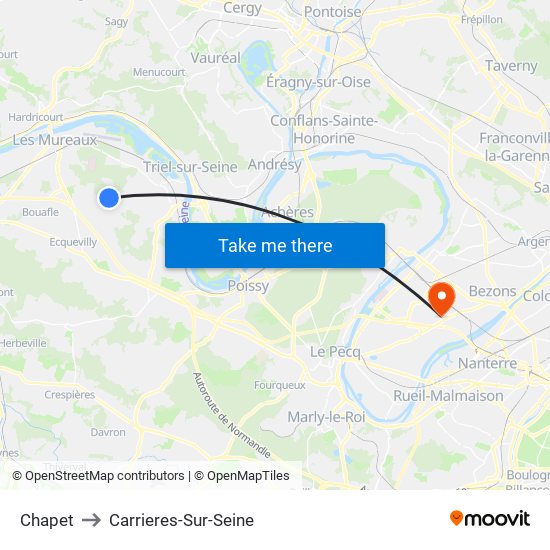 Chapet to Carrieres-Sur-Seine map