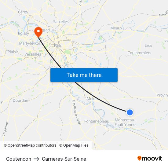 Coutencon to Carrieres-Sur-Seine map