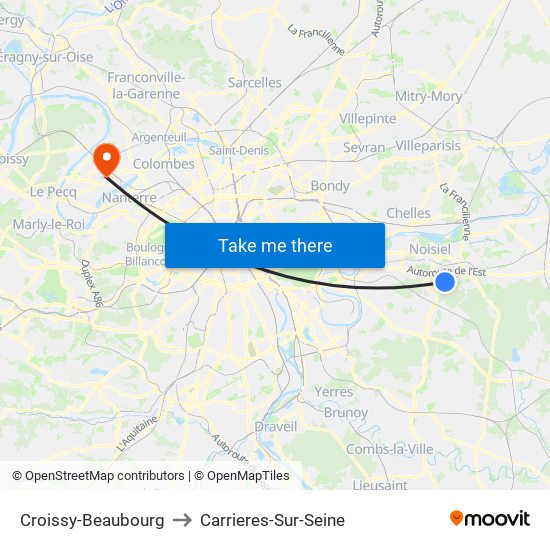 Croissy-Beaubourg to Carrieres-Sur-Seine map