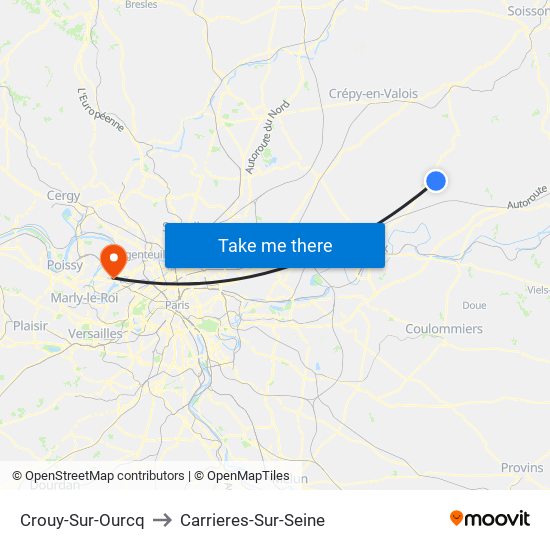 Crouy-Sur-Ourcq to Carrieres-Sur-Seine map