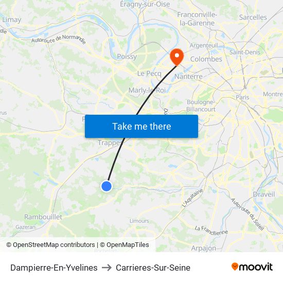Dampierre-En-Yvelines to Carrieres-Sur-Seine map