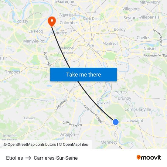 Etiolles to Carrieres-Sur-Seine map