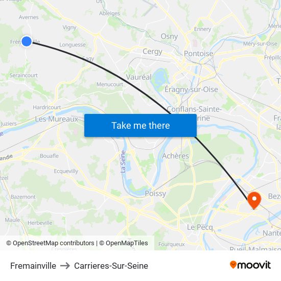 Fremainville to Carrieres-Sur-Seine map
