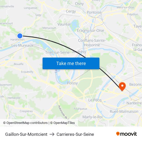 Gaillon-Sur-Montcient to Carrieres-Sur-Seine map