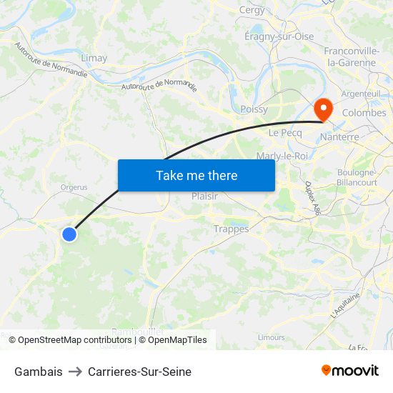 Gambais to Carrieres-Sur-Seine map