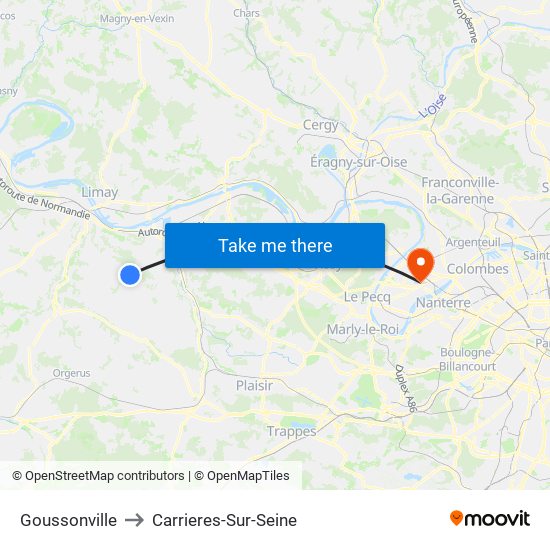 Goussonville to Carrieres-Sur-Seine map