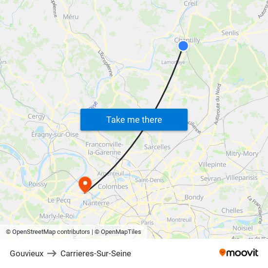 Gouvieux to Carrieres-Sur-Seine map