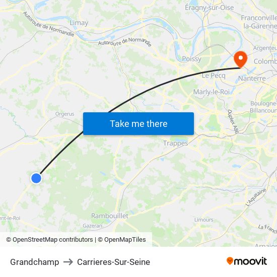 Grandchamp to Carrieres-Sur-Seine map