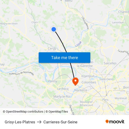 Grisy-Les-Platres to Carrieres-Sur-Seine map