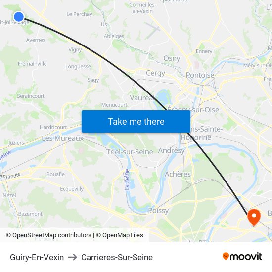 Guiry-En-Vexin to Carrieres-Sur-Seine map
