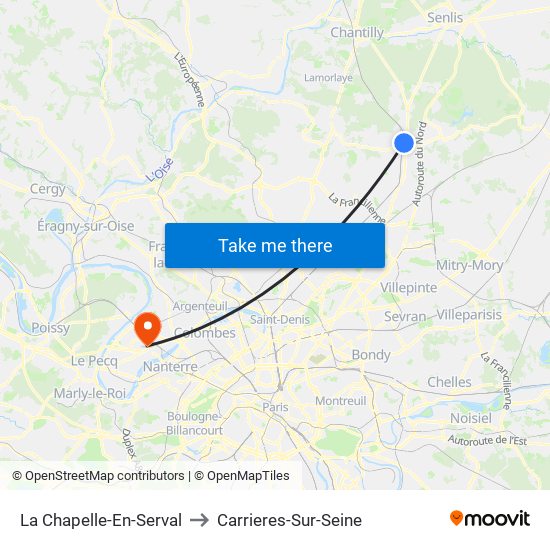 La Chapelle-En-Serval to Carrieres-Sur-Seine map