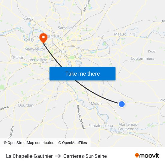 La Chapelle-Gauthier to Carrieres-Sur-Seine map