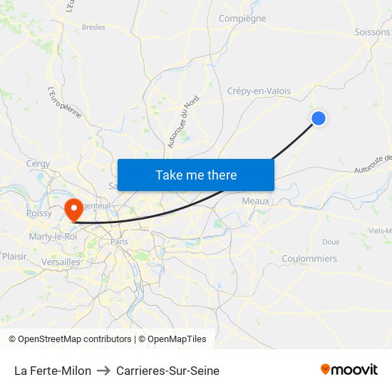 La Ferte-Milon to Carrieres-Sur-Seine map