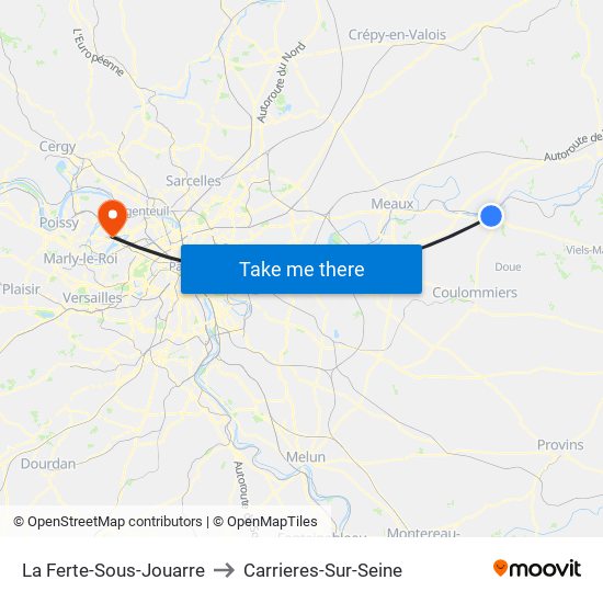 La Ferte-Sous-Jouarre to Carrieres-Sur-Seine map