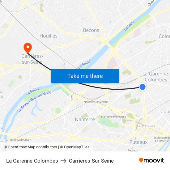 La Garenne-Colombes to Carrieres-Sur-Seine map