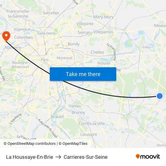 La Houssaye-En-Brie to Carrieres-Sur-Seine map