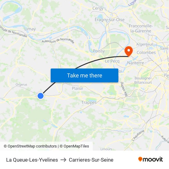 La Queue-Les-Yvelines to Carrieres-Sur-Seine map