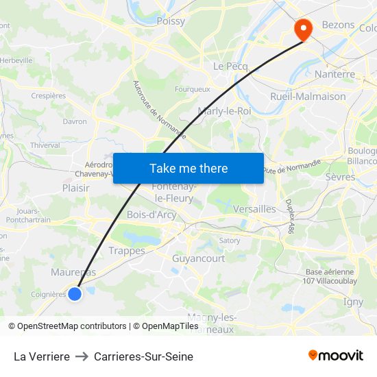La Verriere to Carrieres-Sur-Seine map
