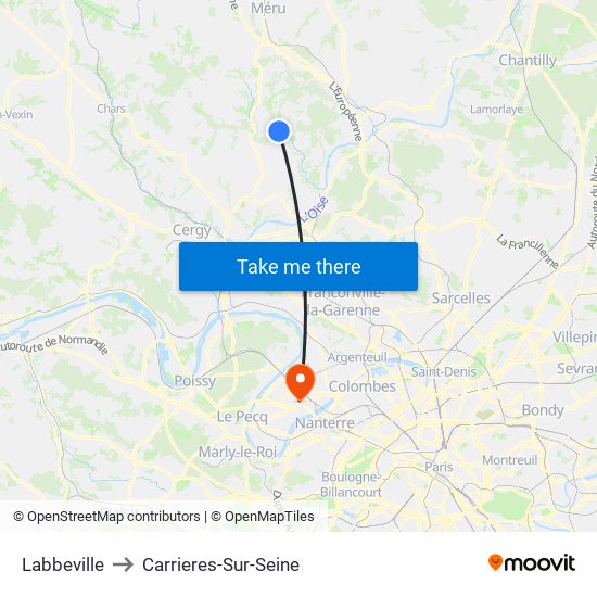 Labbeville to Carrieres-Sur-Seine map
