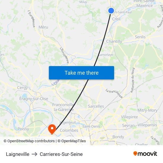 Laigneville to Carrieres-Sur-Seine map