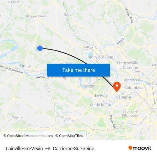 Lainville-En-Vexin to Carrieres-Sur-Seine map