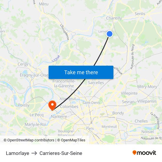 Lamorlaye to Carrieres-Sur-Seine map