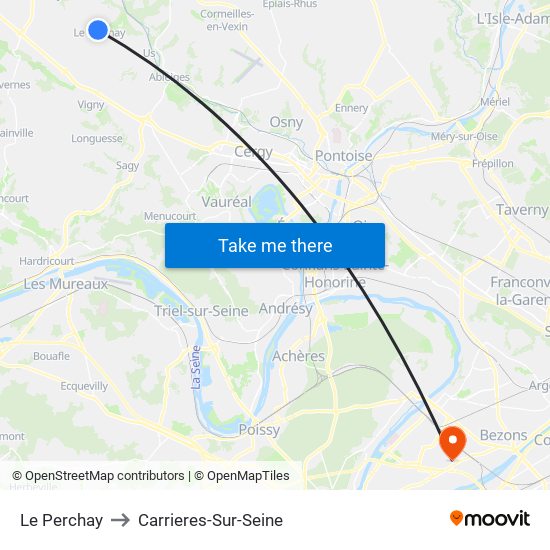 Le Perchay to Carrieres-Sur-Seine map