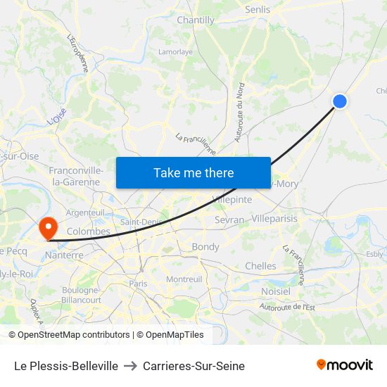 Le Plessis-Belleville to Carrieres-Sur-Seine map