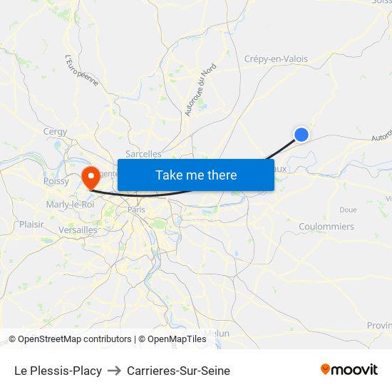 Le Plessis-Placy to Carrieres-Sur-Seine map