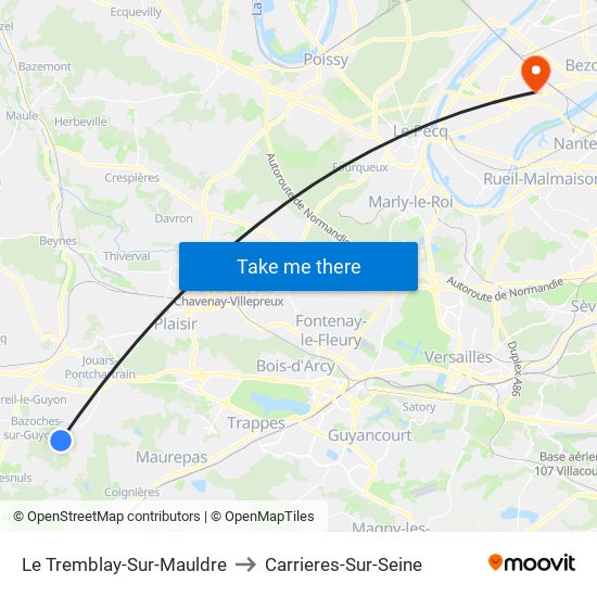 Le Tremblay-Sur-Mauldre to Carrieres-Sur-Seine map