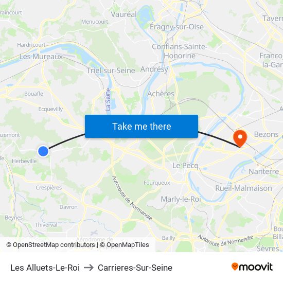Les Alluets-Le-Roi to Carrieres-Sur-Seine map