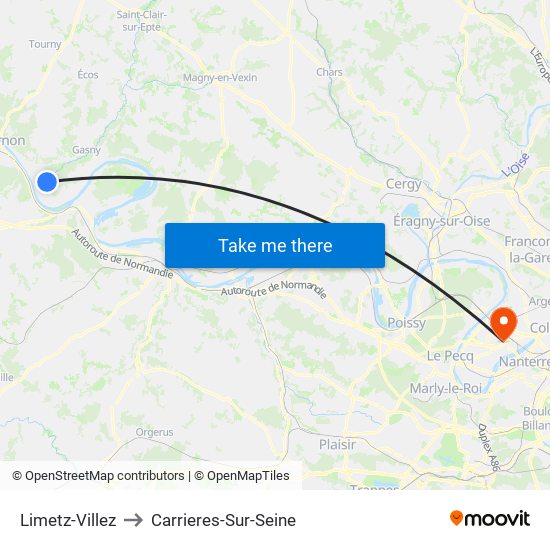 Limetz-Villez to Carrieres-Sur-Seine map