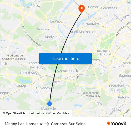 Magny-Les-Hameaux to Carrieres-Sur-Seine map