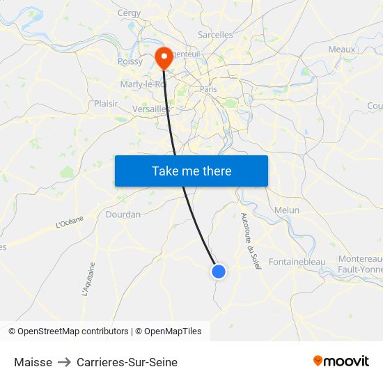 Maisse to Carrieres-Sur-Seine map