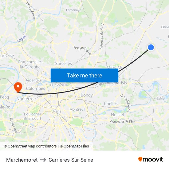 Marchemoret to Carrieres-Sur-Seine map