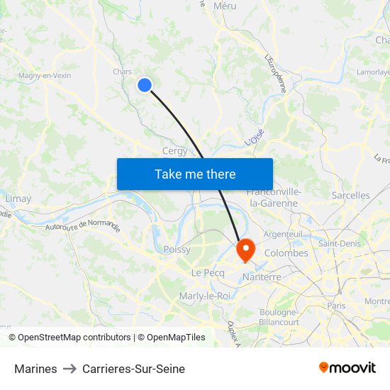 Marines to Carrieres-Sur-Seine map