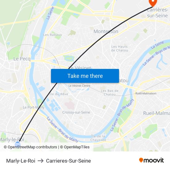 Marly-Le-Roi to Carrieres-Sur-Seine map