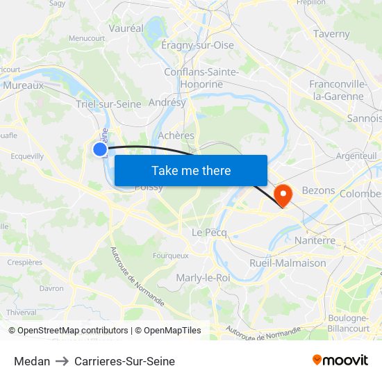 Medan to Carrieres-Sur-Seine map