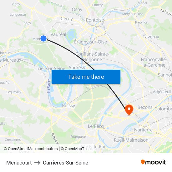 Menucourt to Carrieres-Sur-Seine map