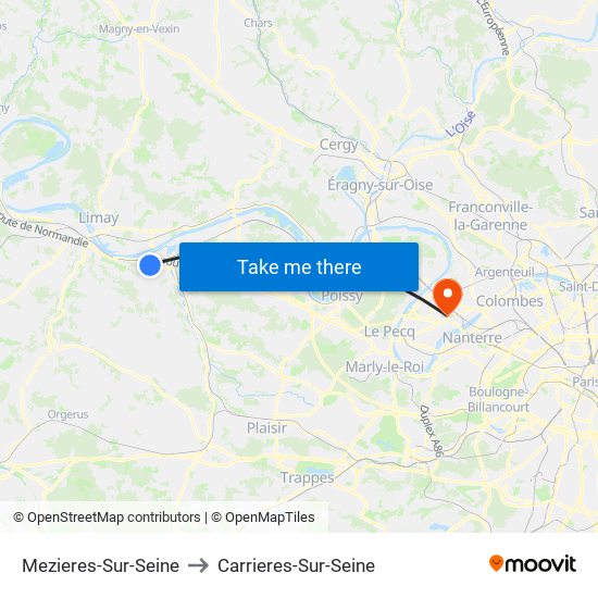 Mezieres-Sur-Seine to Carrieres-Sur-Seine map